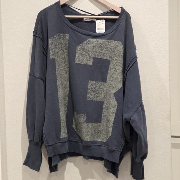 NWT Free People We the Free Camden Graphic 13 Combo Navy Sweatshirt Pullover - Picture 8 of 8